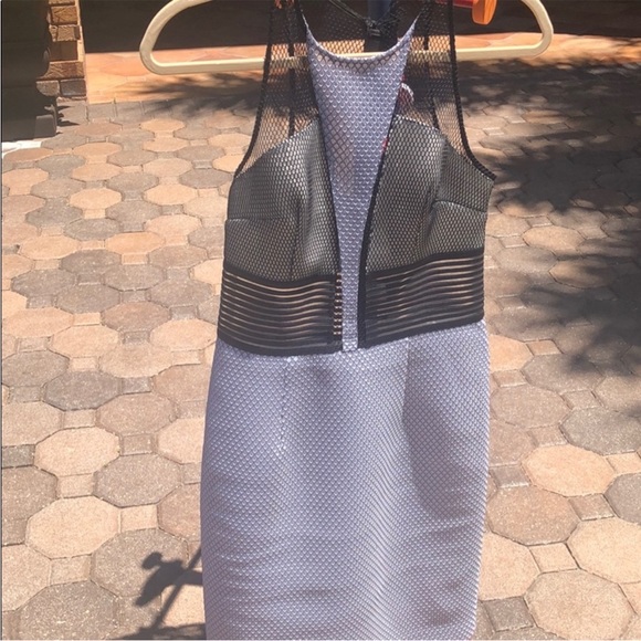 SACHIN + BABI Convergence Sleeveless Mesh Mixed Media Sheath Dress  🤍🖤 - Picture 9 of 10